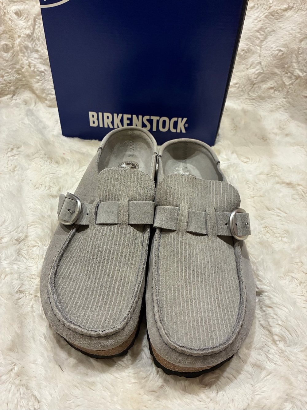 Birkenstock Bockley Light Gray Suede Slip-On Clogs size 9-9.5